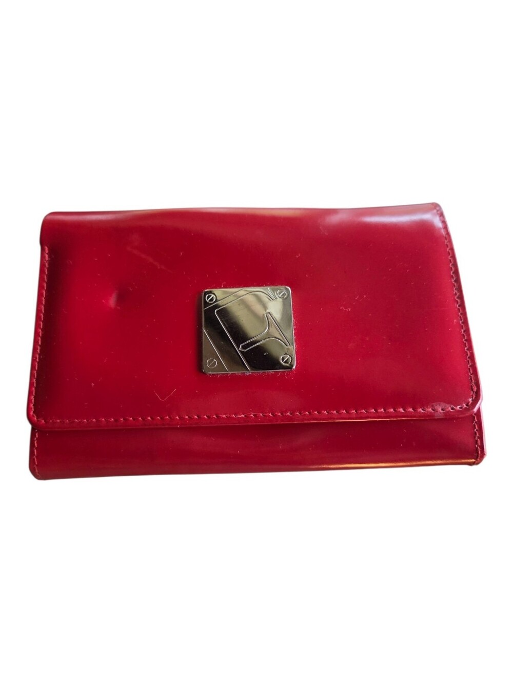 furla red leather continental wallet clutch made in italy snap closure